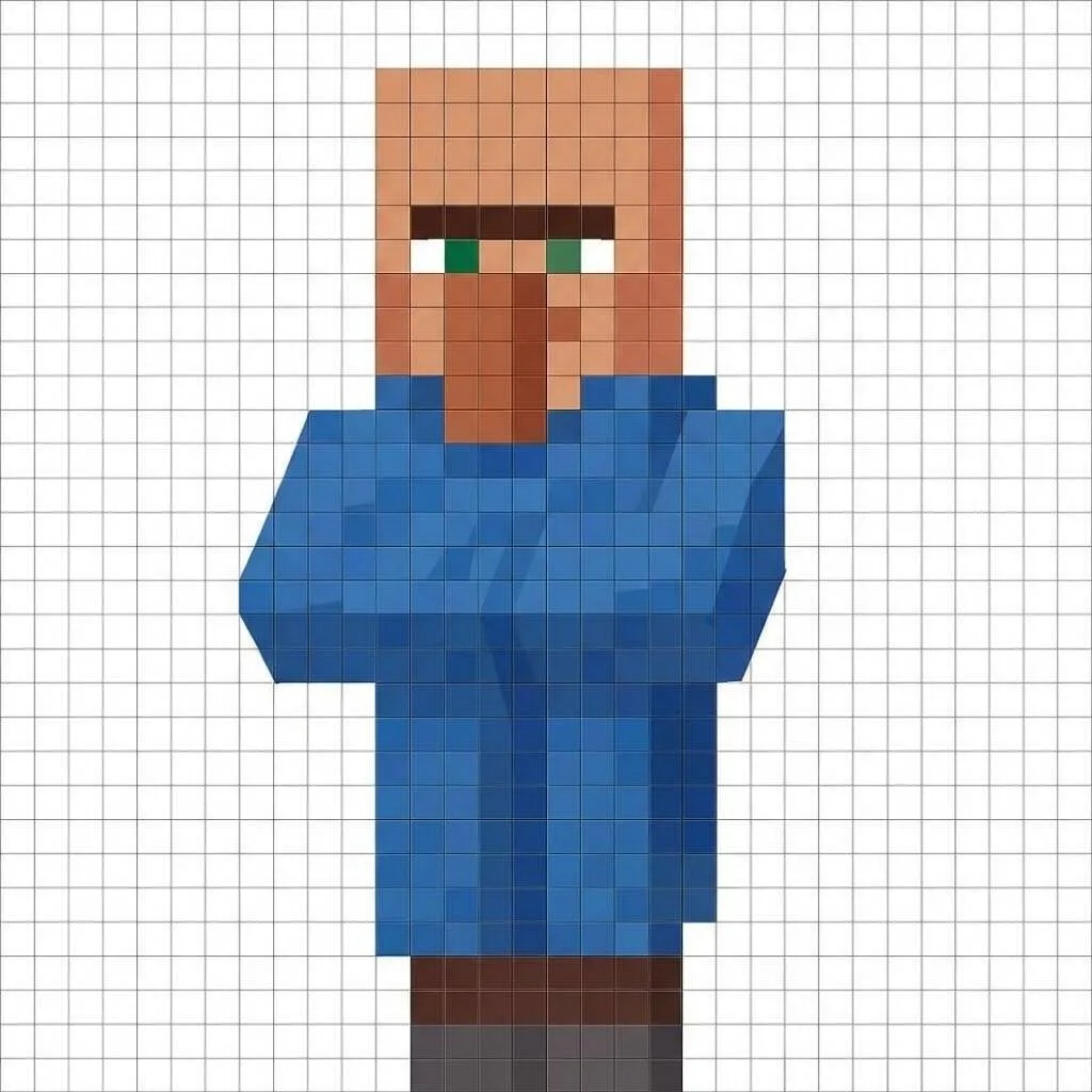Pixel Art de Minecraft com desenho de personagem