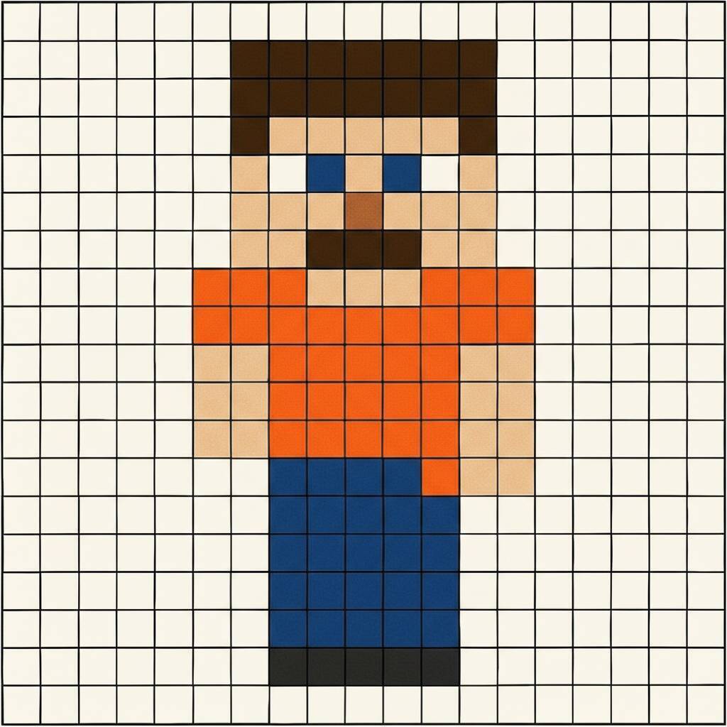 Pixel Art de Minecraft com desenho de personagem