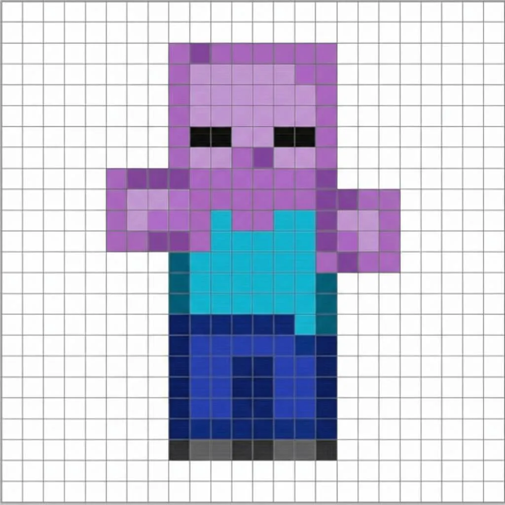 Pixel Art de Minecraft com desenho de personagem