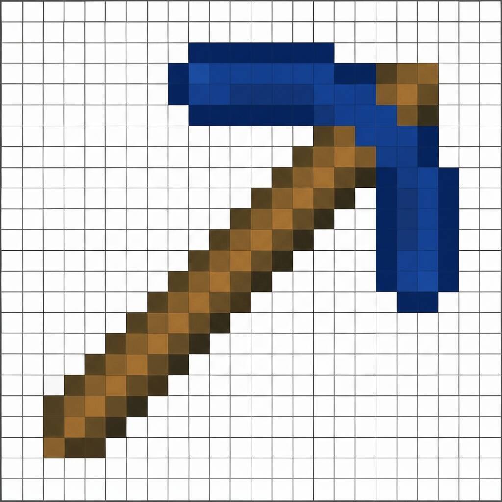 Pixel Art de Minecraft com desenho de picareta