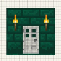 Pixel Art de Minecraft com desenho de porta de pedra