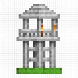 Pixel Art de Minecraft com desenho de torre
