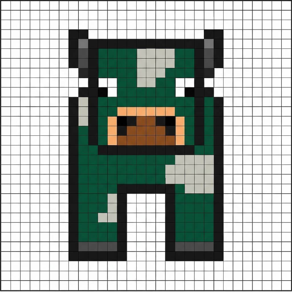 Pixel Art de Minecraft com desenho de vaca