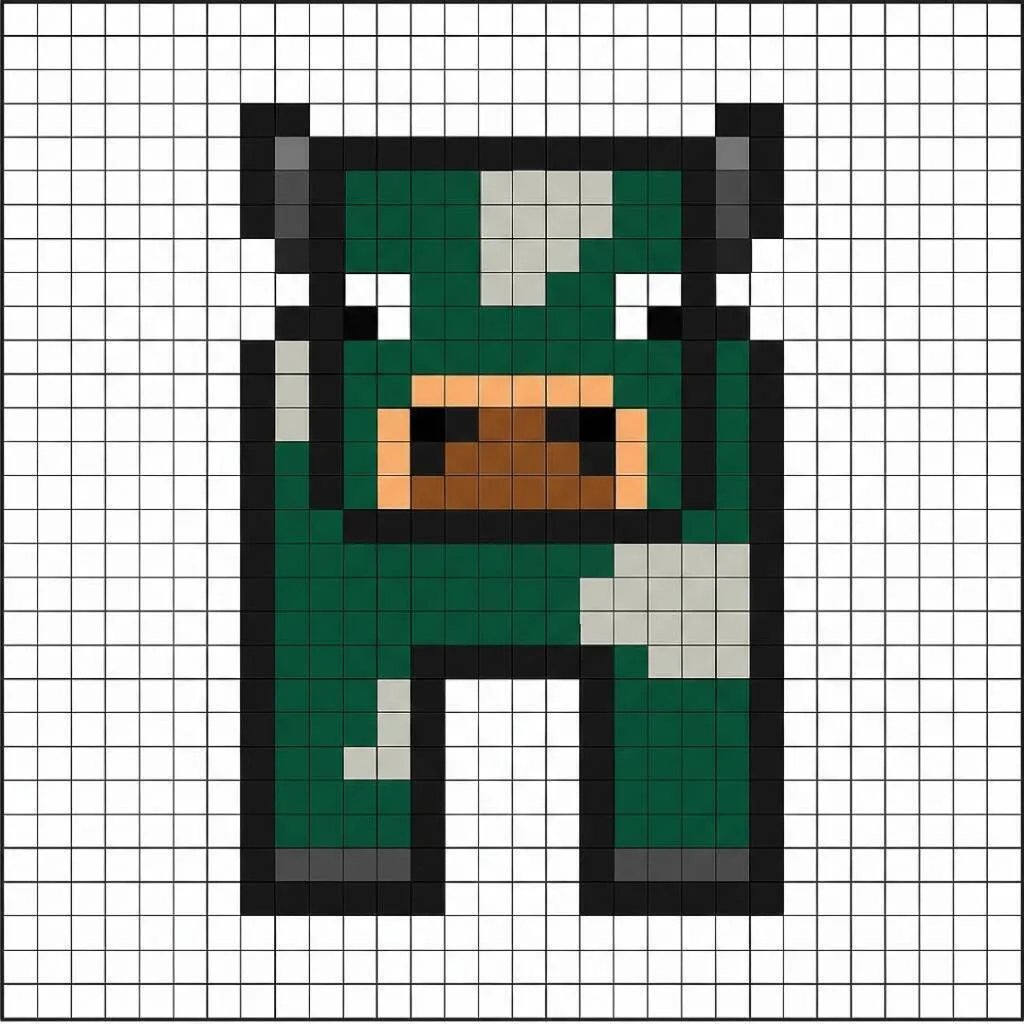 Pixel Art de Minecraft com desenho de vaca