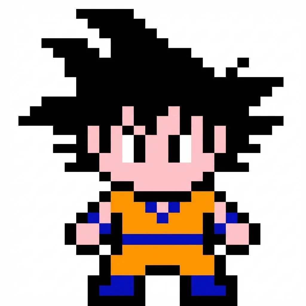 Pixel Art do Goku em estilo divertido para colorir