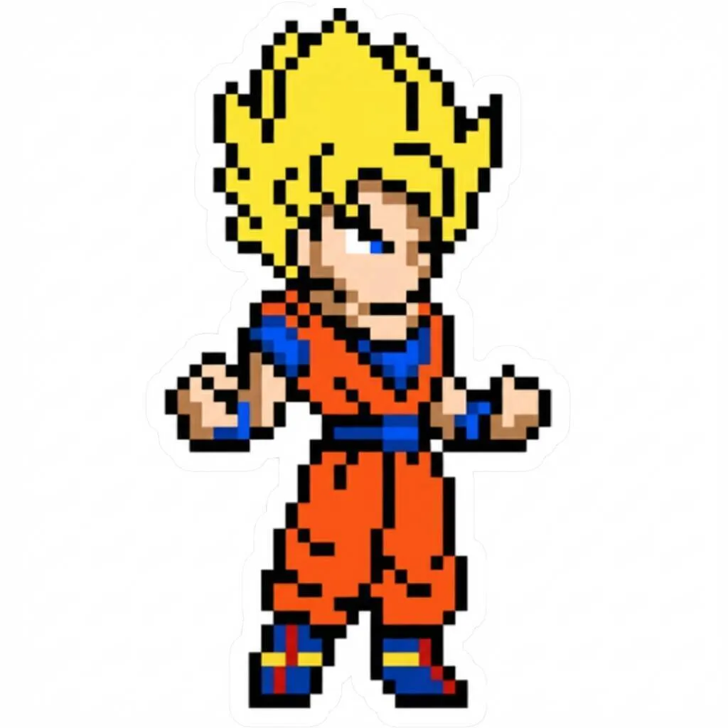 Pixel Art do Goku em pose poderosa para colorir
