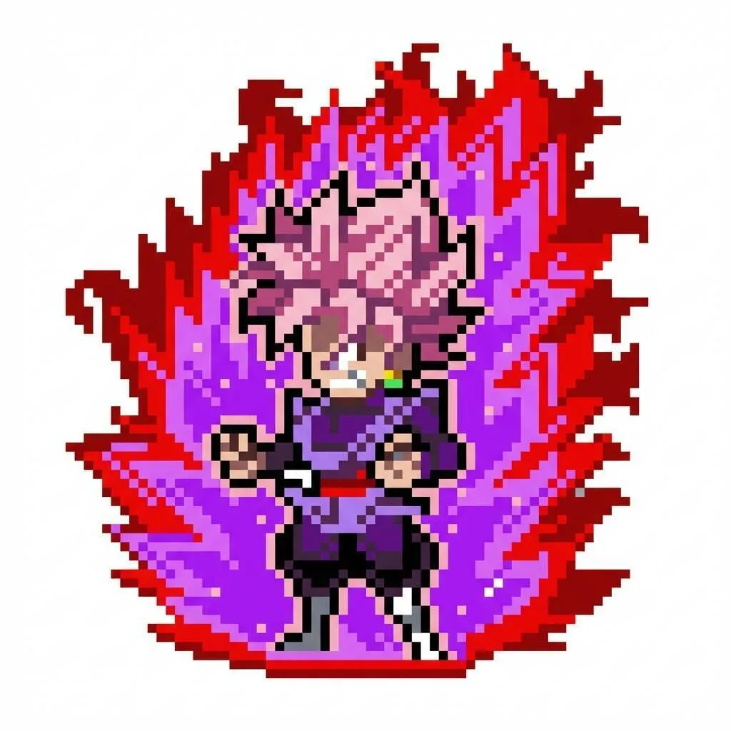 Pixel Art do Goku em transformação poderosa para colorir