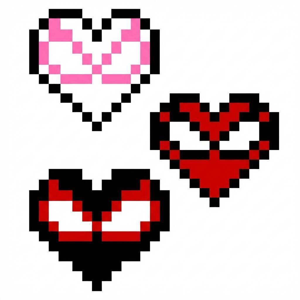 Pixel Art do Homem Aranha com corações fofos