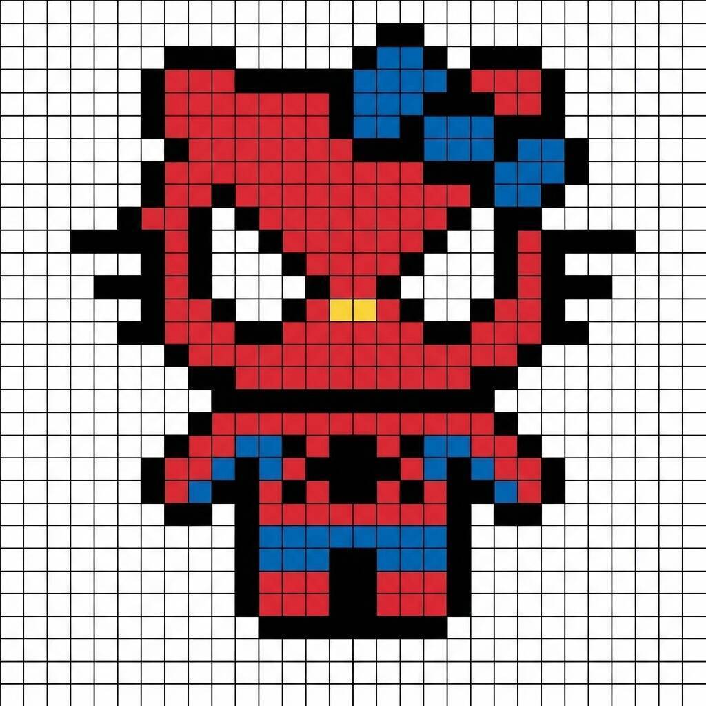 Pixel Art do Homem Aranha com desenho Fofo