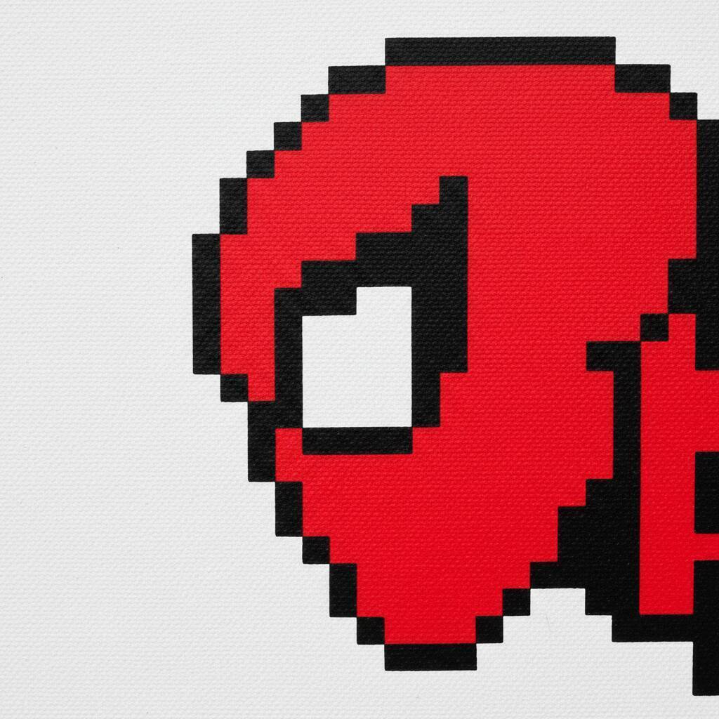 Pixel Art do Homem Aranha com desenho do símbolo icônico