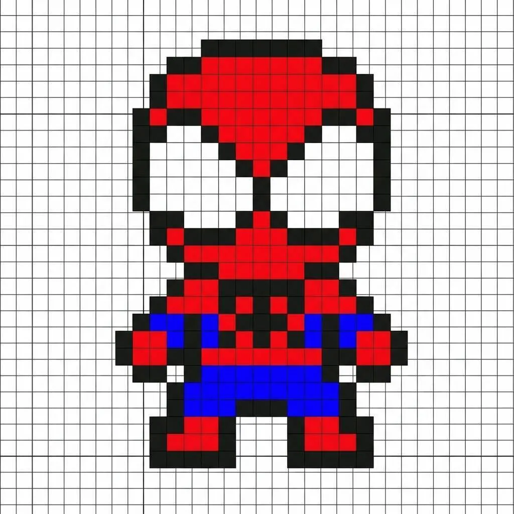 Pixel Art do Homem Aranha com desenho estilizado