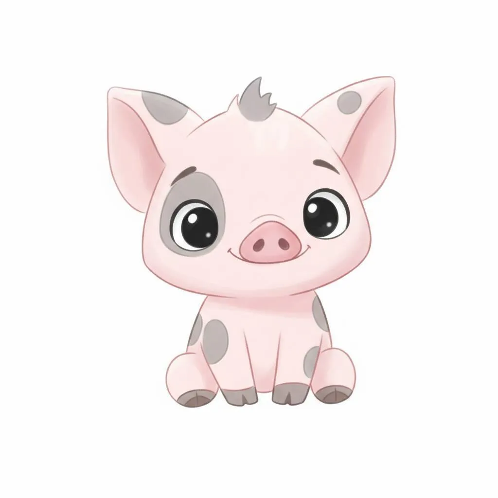 Porquinho fofo e sorridente para colorir